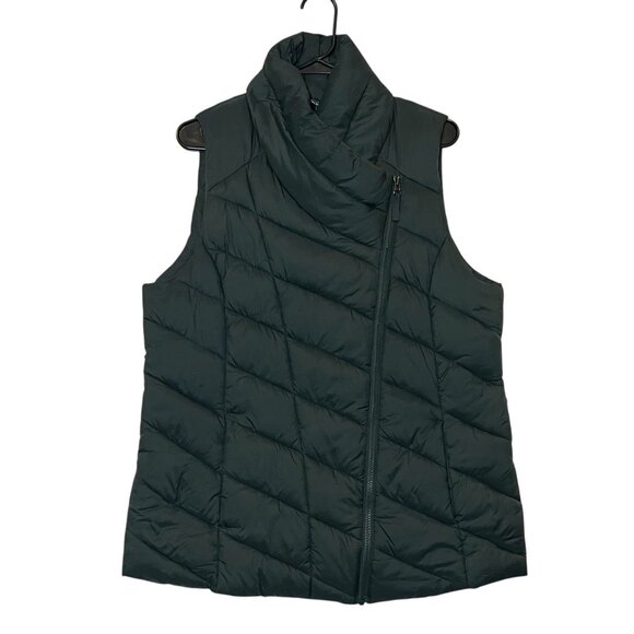 Nicole Miller Women’s Asymetrical Zipper Vest Large Gray Quilted Winter Outdoor - Picture 2 of 9